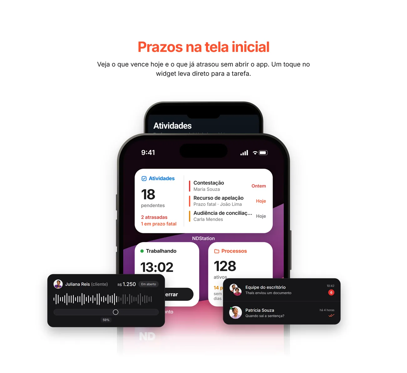 Widget de prazos na tela inicial do iPhone